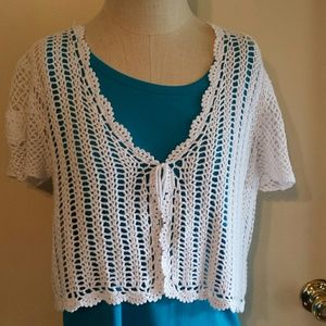 Cato white crochet sweater, Size L, New w/ tags